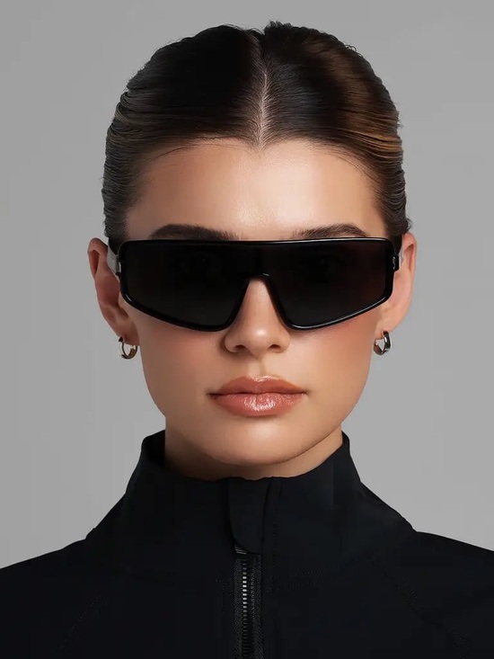 Wmp Eyewear Accessories - NOVA WMP Aviator Black Shield Sunglasses
